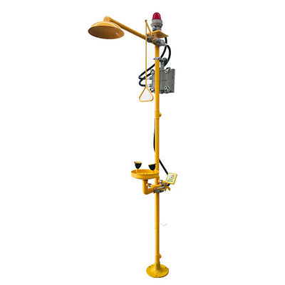 Yellow 304 Stainless Steel Emergency Shower And Eyewash With Sound And Light Alarm
