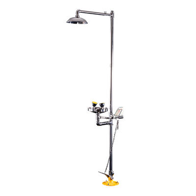 Double Hands Push Emergency Safety Shower And Eyewash Station 304 Stainless Steel