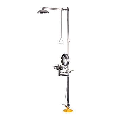Compound Emergency Eye Wash And Shower 304 Stainless Steel With Linkage Cover