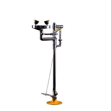 Superior Vertical Emergency Eye Wash And Shower Station 304 Stainless Steel Standing Emergency Eye Face Washing Bowl, 304 Stainless Steel Eye Wash Station with Pedals for Factory Lab